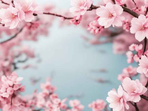 Realista rama de cereza japonesa con flores en flor