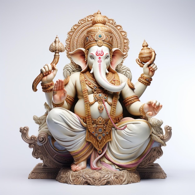 Foto realista señor ganesha aislado con fondo blanco