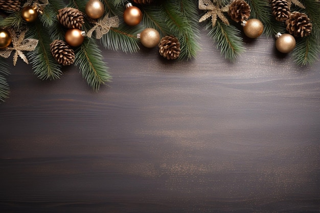 Realistas e elegantes decorações de Natal quadro de fundo com espaço de cópia