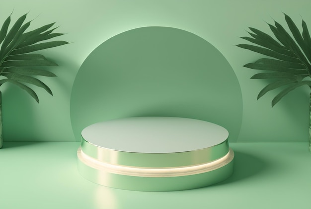 Realistic Nature 3D Render Podium para estágio de produto