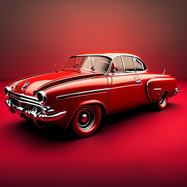 Realistic Vector Red Car Sedan com vista isométrica e sombra