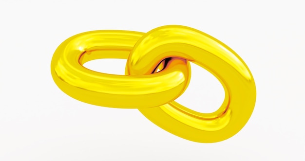 Realistische 3D Detaillierte Goldene Kette Goldene Kette auf weißem Hintergrund 3D-Render