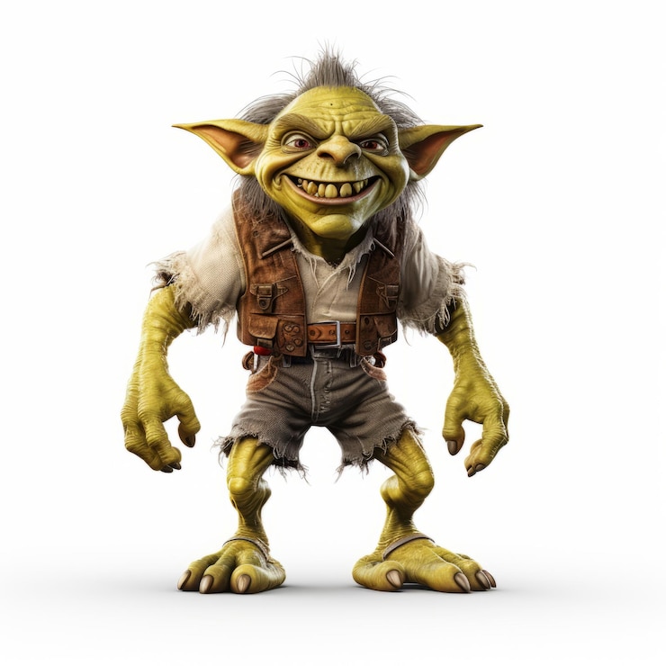Foto realistische 3d-goblin-hinterfläche mit star wars-troll-thema