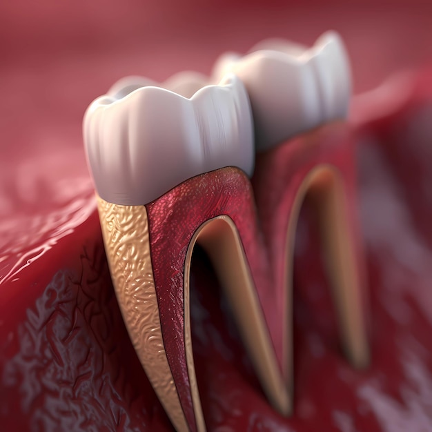 Realistische 3D-Illustration Zahnfleisch für die Gesundheitserziehung