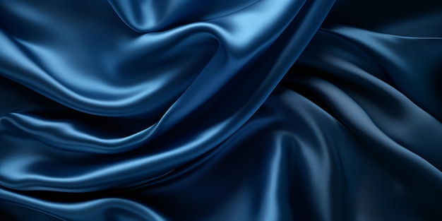 Foto realistische ansicht von oben, dunkelblauer seidenstoff-hintergrund