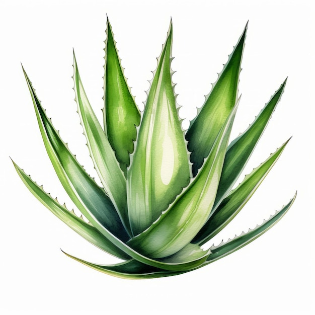 Realistische Aquarell-Aloe-Vera-Blatt-Vektor-Illustration