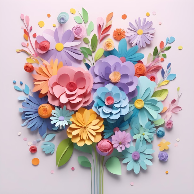 Foto realistische blüte 3d frühlingsblumen generativ ai