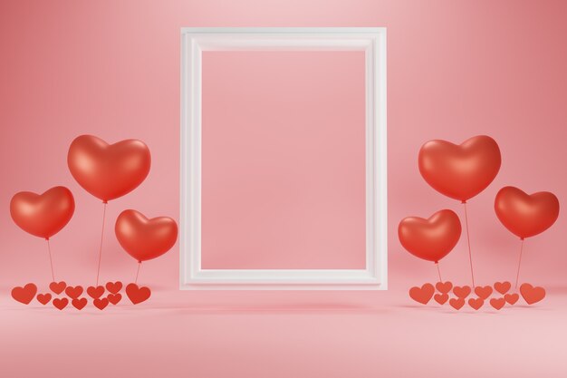 Realistische bunte romantische Valentinstag-Herzen in Rot oder Rosa