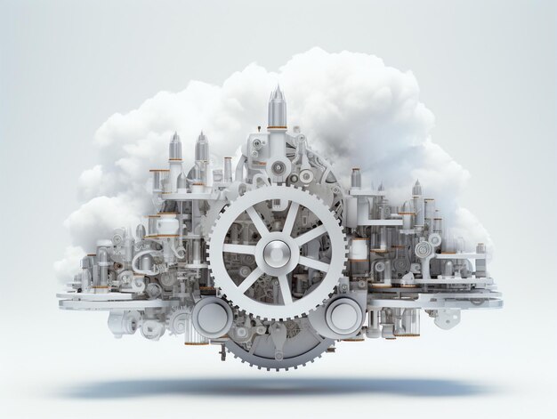 realistische Cloud-Engine mit weißem Hintergrund
