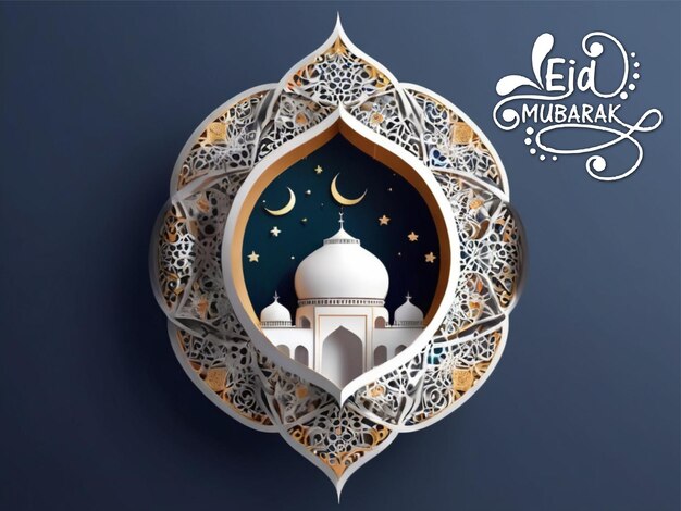 Realistische dreidimensionale Eid Mubarak-Illustration