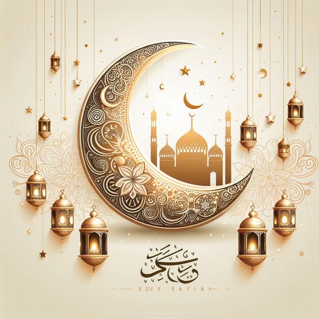 Realistische dreidimensionale Ramadan Kareem-Illustration