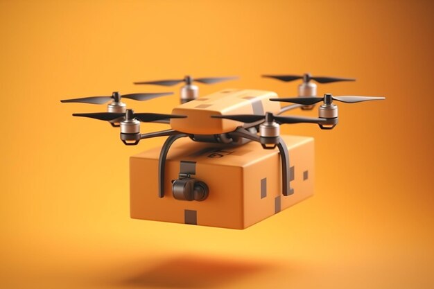 Realistische Drohnen, die Pakete aus dem Lager liefern