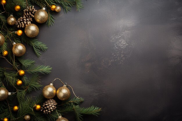 Realistische elegante Weihnachtsdekorationen Rahmenhintergrund mit Kopierraum