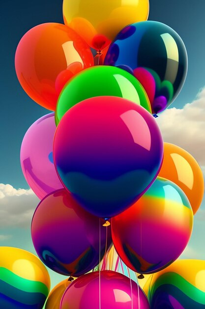 Foto realistische, farbenfrohe ballons im hintergrund