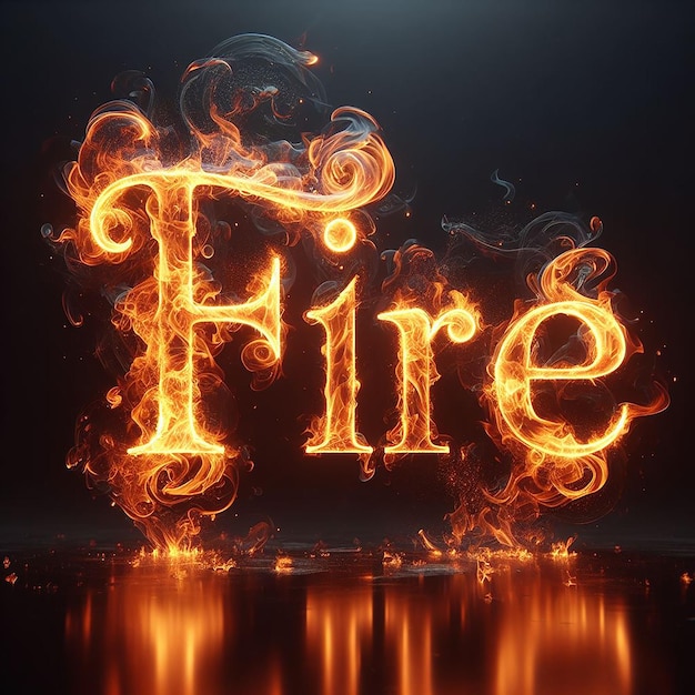 Realistische Feuerwirkung im Wort Feuer Textwirkung