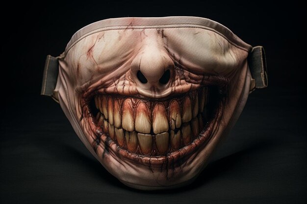 Realistische Gesichtsmaske aus Stoff mit Zähnen