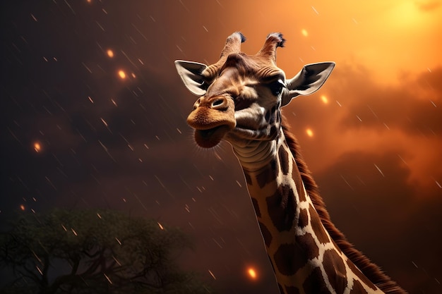 realistische Giraffenfotografie mit vollem Körper in der Sommersaison