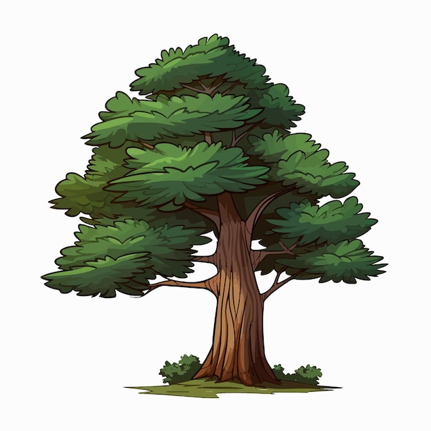 Realistische Grünbaum-Illustration mit weißem Hintergrund