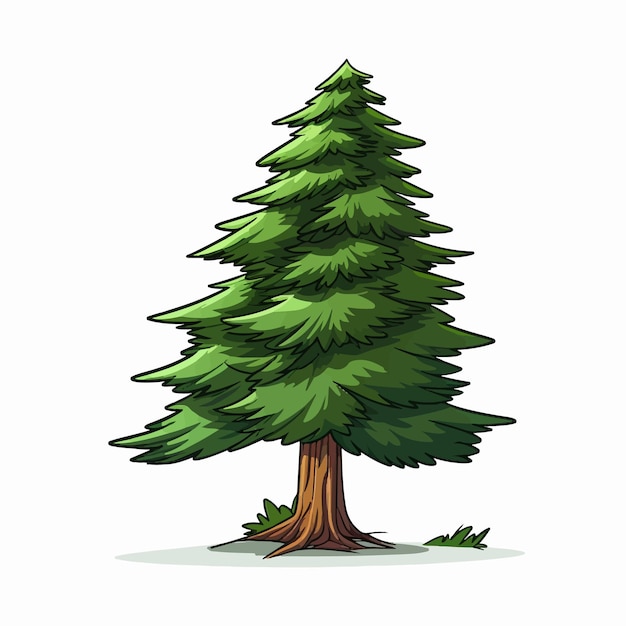 Realistische Grünbaum-Illustration mit weißem Hintergrund