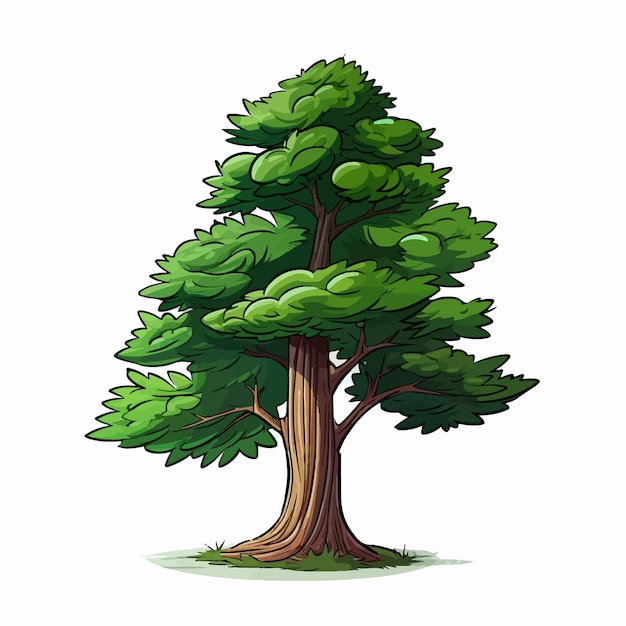 Realistische Grünbaum-Illustration mit weißem Hintergrund