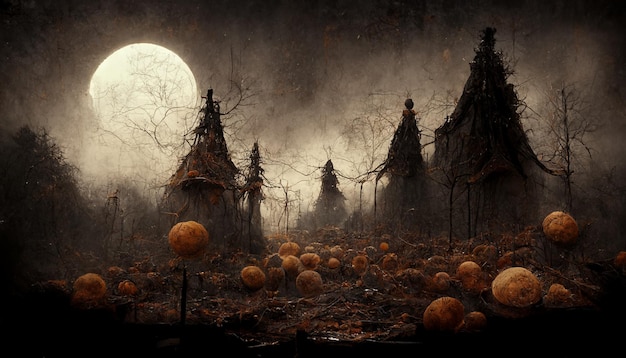 Realistische Halloween-Festivalillustration.Halloween-Nachtbilder für Tapeten.3D-Illustration