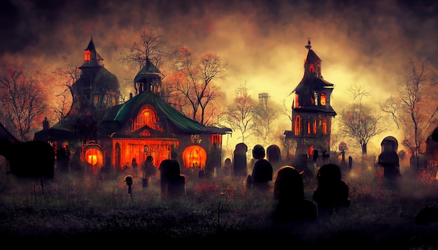 Realistische Halloween-Festivalillustration.Halloween-Nachtbilder für Tapeten.3D-Illustration.