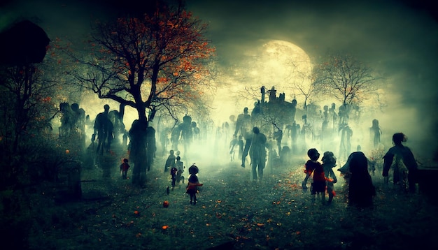 Realistische Halloween-Illustration. Halloween-Nachtbilder für wallpaper.3D-Illustration.