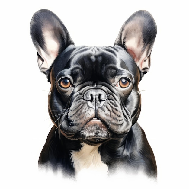 Realistische Illustration einer schwarzen französischen Bulldogge