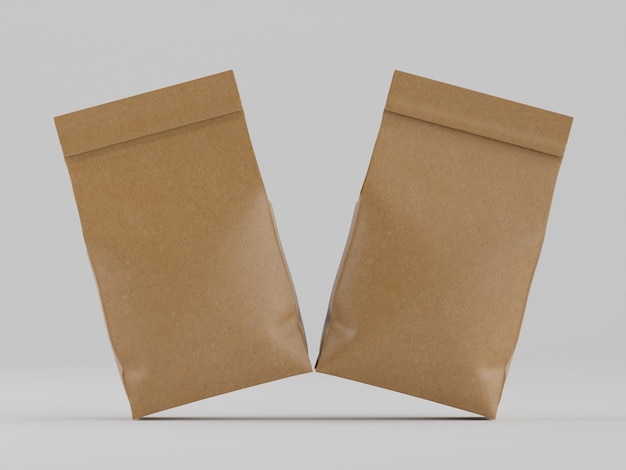 Realistische Kaffeetaschenverpackung auf grauem Hintergrund
