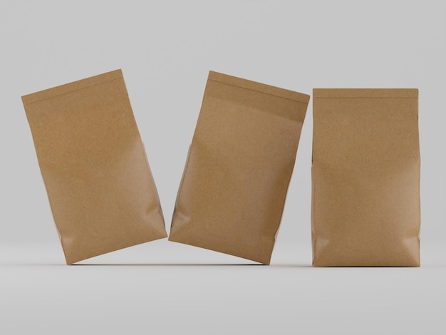 Realistische Kaffeetaschenverpackung auf grauem Hintergrund