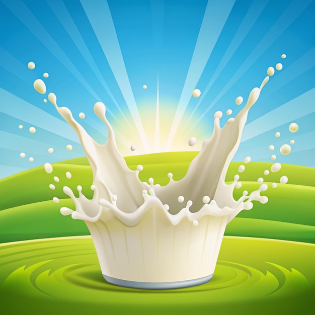 Realistische Milch-Splash-Sammlung auf farbenfrohen Hintergründen