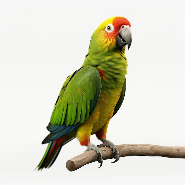 Realistische mittelgroße Papagei-Illustration isoliert auf weißem Hintergrund Generative Ai