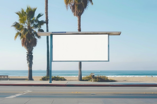 Realistische Plakatwand an einer Bushaltestelle in Los Angeles, Kalifornien, um ein Marketing-Mockup zu erstellen