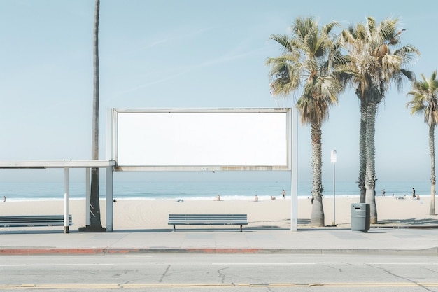 Realistische Plakatwand an einer Bushaltestelle in Los Angeles, Kalifornien, um ein Marketing-Mockup zu erstellen