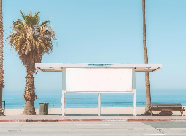 Realistische Plakatwand an einer Bushaltestelle in Los Angeles, Kalifornien, um ein Marketing-Mockup zu erstellen