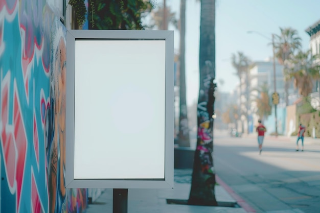 Realistische Plakatwand an einer Bushaltestelle in Los Angeles, Kalifornien, um ein Marketing-Mockup zu erstellen