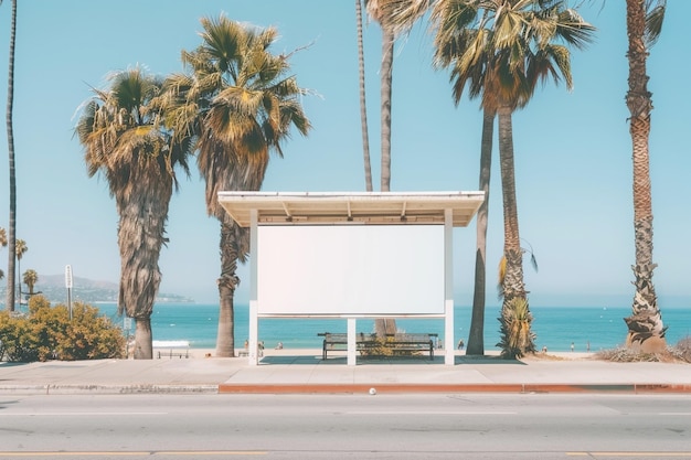 Realistische Plakatwand an einer Bushaltestelle in Los Angeles, Kalifornien, um ein Marketing-Mockup zu erstellen