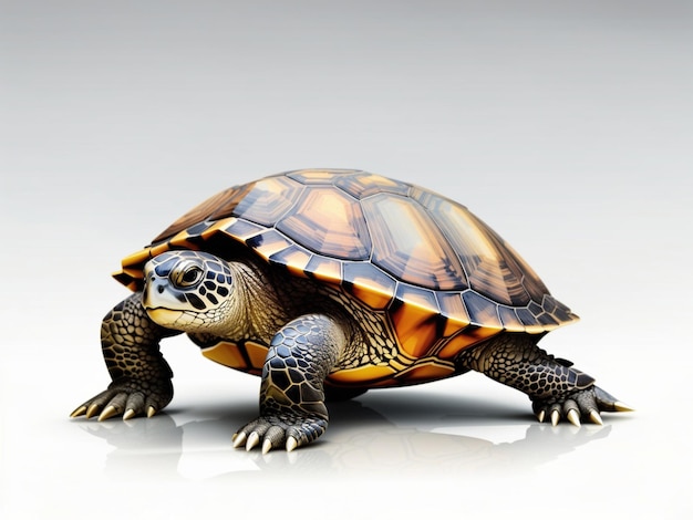 Realistische Schildkröte auf einem hellen Hintergrund