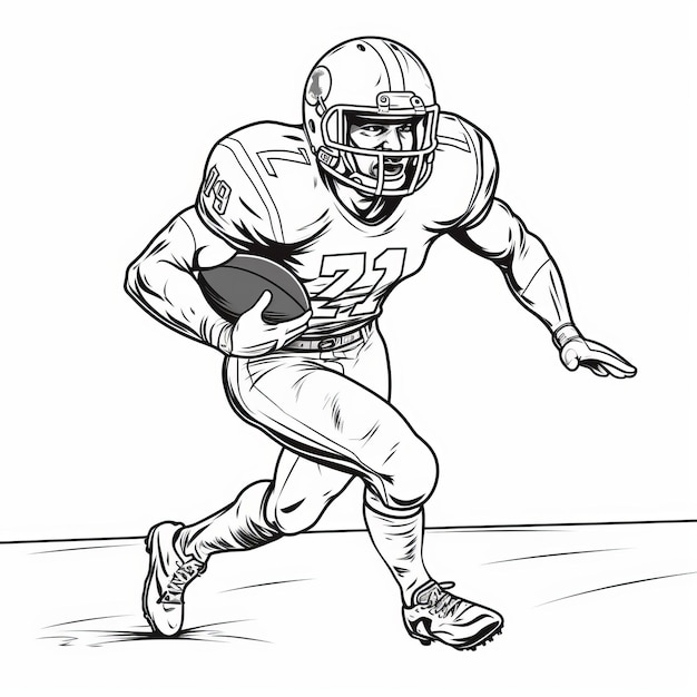 Realistische schwarz-weiße American Football-Spieler-Lauf-Illustration