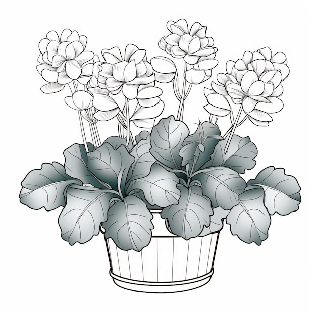 Realistische schwarz-weiße Blumenzeichnung in hoher Auflösung
