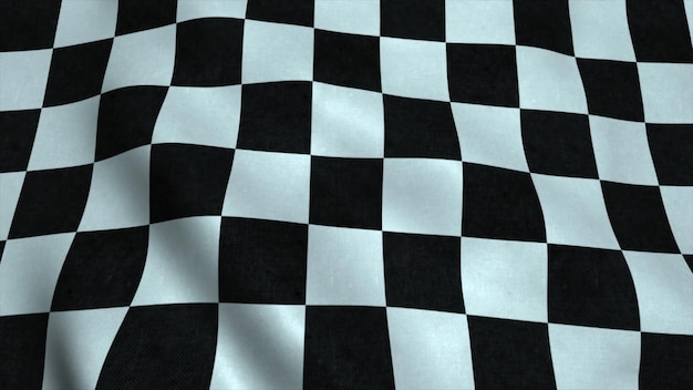 Realistische UltraHD-Checker-Flagge weht im Wind Nahtlose Schleife mit hochdetaillierter Stoffstruktur
