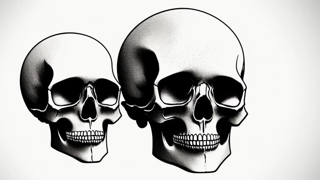 Realistische und punkartige menschliche Schädelillustration