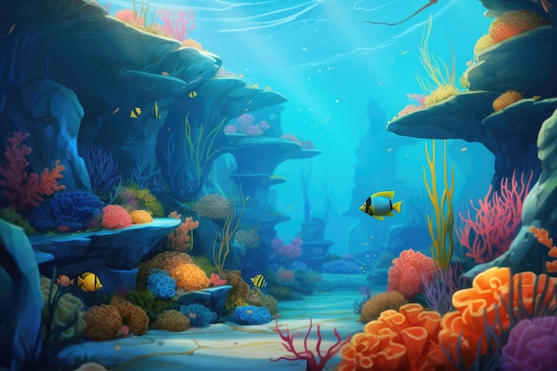 Realistische Unterwasserwelt Farbiges Leben auf einem Unterwasser-Korallenriff Realistische Foto der unterwasserigen Ai-Generation