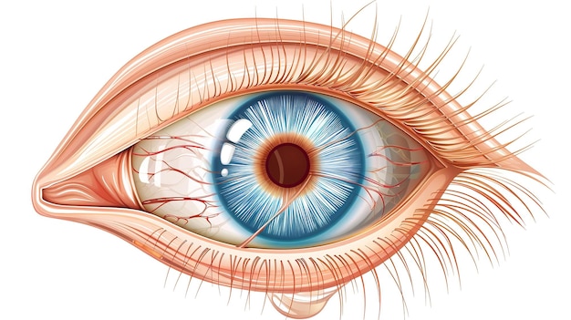 Foto realistische vektordarstellung der inneren struktur des menschlichen augenorgans auf weißem hintergrund eine infografik über anatomie hintergrundkonzepte für webdesign generative ki