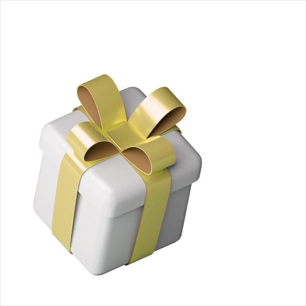 Realistische weiße 3D-Geschenkbox mit goldener, glänzender Schleife
