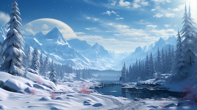 realistische Winterlandschaft HD Tapeten fotografisches Bild
