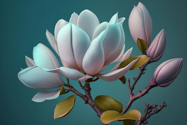 Realistische zarte blaue Magnolie Schöne Frühlingsblume Generative AI