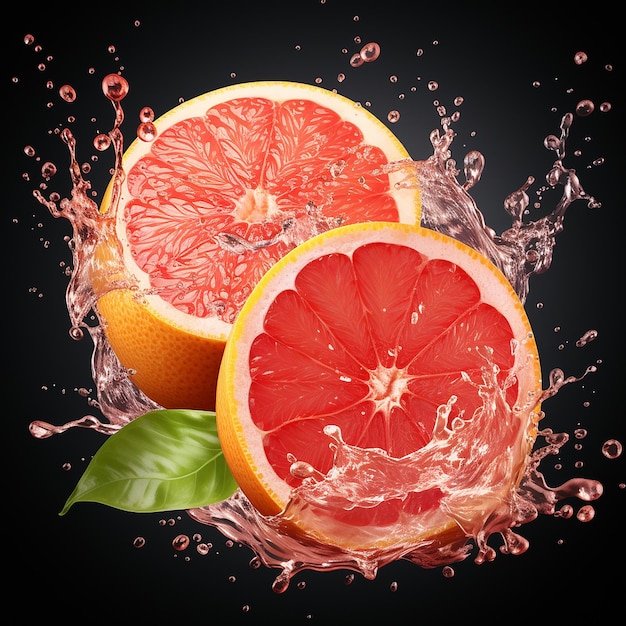 Realistische Zusammensetzung von Grapefruit-Saft-Splash