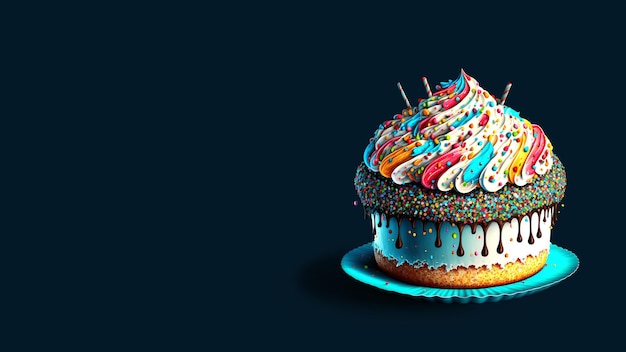 Realistischer bunter schlagsahnekuchen mit sprinkles 3d render