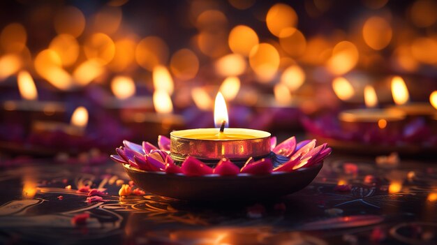 Realistischer Diwali-Hintergrund mit Kerzen Generative Ai